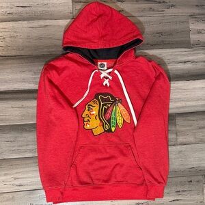 NHL Red Lace-Up Hoodie with Team Crest